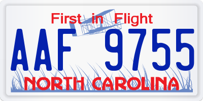 NC license plate AAF9755