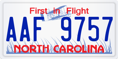 NC license plate AAF9757