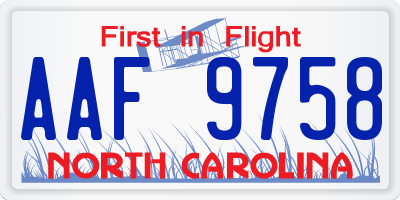 NC license plate AAF9758