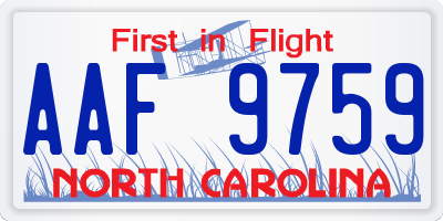 NC license plate AAF9759