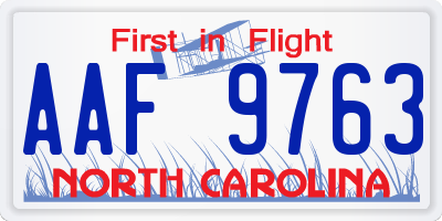NC license plate AAF9763