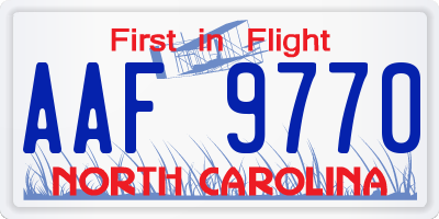 NC license plate AAF9770