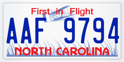 NC license plate AAF9794