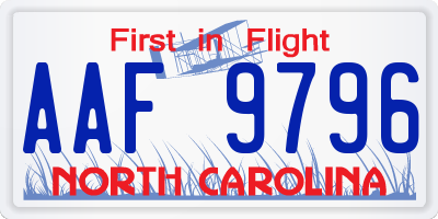 NC license plate AAF9796