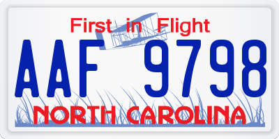 NC license plate AAF9798