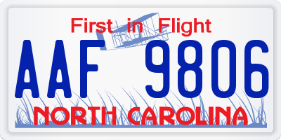 NC license plate AAF9806