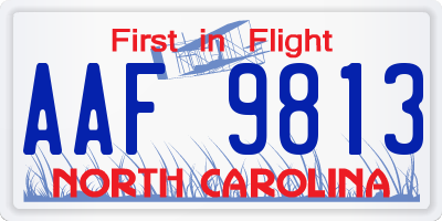 NC license plate AAF9813