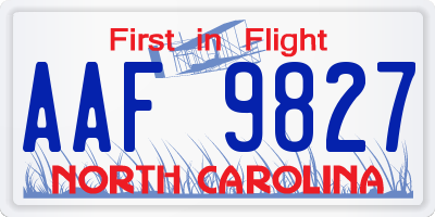 NC license plate AAF9827