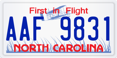 NC license plate AAF9831