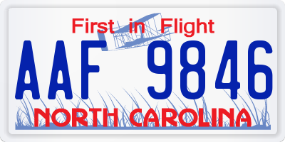 NC license plate AAF9846