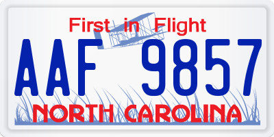 NC license plate AAF9857