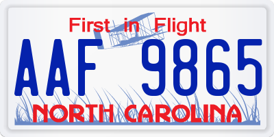 NC license plate AAF9865