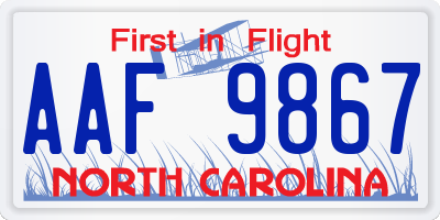 NC license plate AAF9867