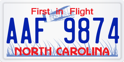 NC license plate AAF9874