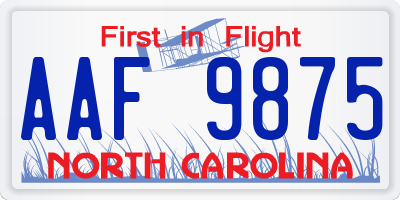NC license plate AAF9875