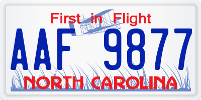 NC license plate AAF9877