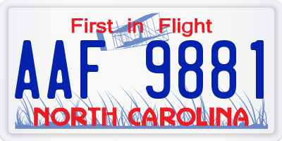 NC license plate AAF9881