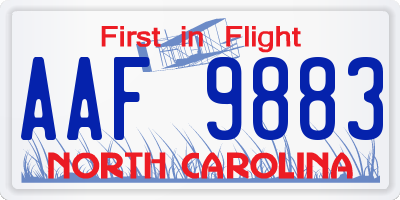 NC license plate AAF9883