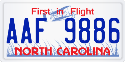 NC license plate AAF9886