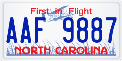 NC license plate AAF9887