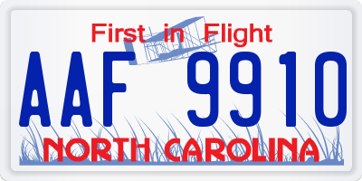 NC license plate AAF9910