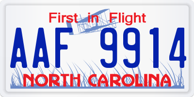 NC license plate AAF9914