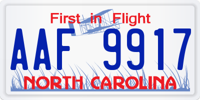 NC license plate AAF9917