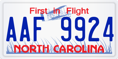NC license plate AAF9924