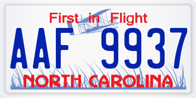 NC license plate AAF9937