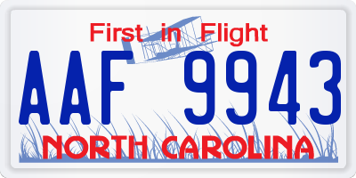 NC license plate AAF9943