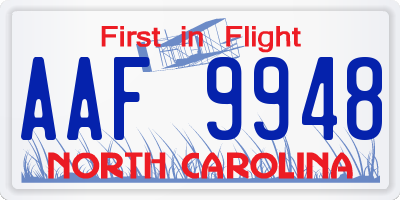 NC license plate AAF9948