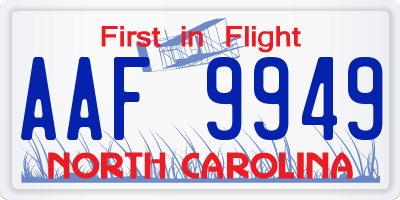 NC license plate AAF9949