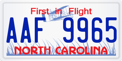 NC license plate AAF9965