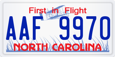 NC license plate AAF9970
