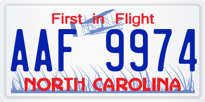 NC license plate AAF9974