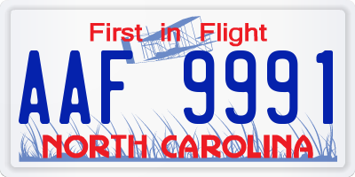 NC license plate AAF9991