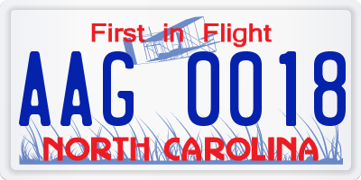 NC license plate AAG0018
