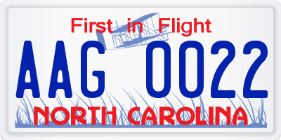 NC license plate AAG0022