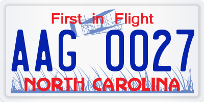 NC license plate AAG0027