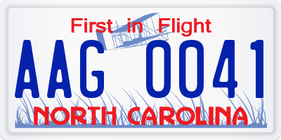 NC license plate AAG0041