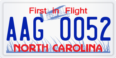 NC license plate AAG0052