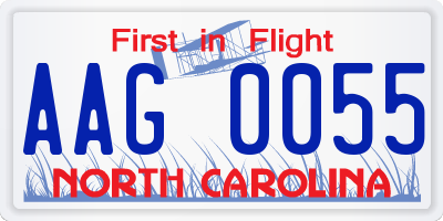 NC license plate AAG0055