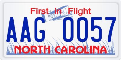 NC license plate AAG0057