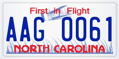 NC license plate AAG0061