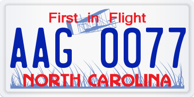 NC license plate AAG0077