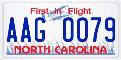 NC license plate AAG0079