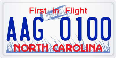 NC license plate AAG0100