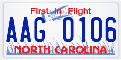 NC license plate AAG0106