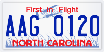 NC license plate AAG0120