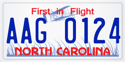 NC license plate AAG0124